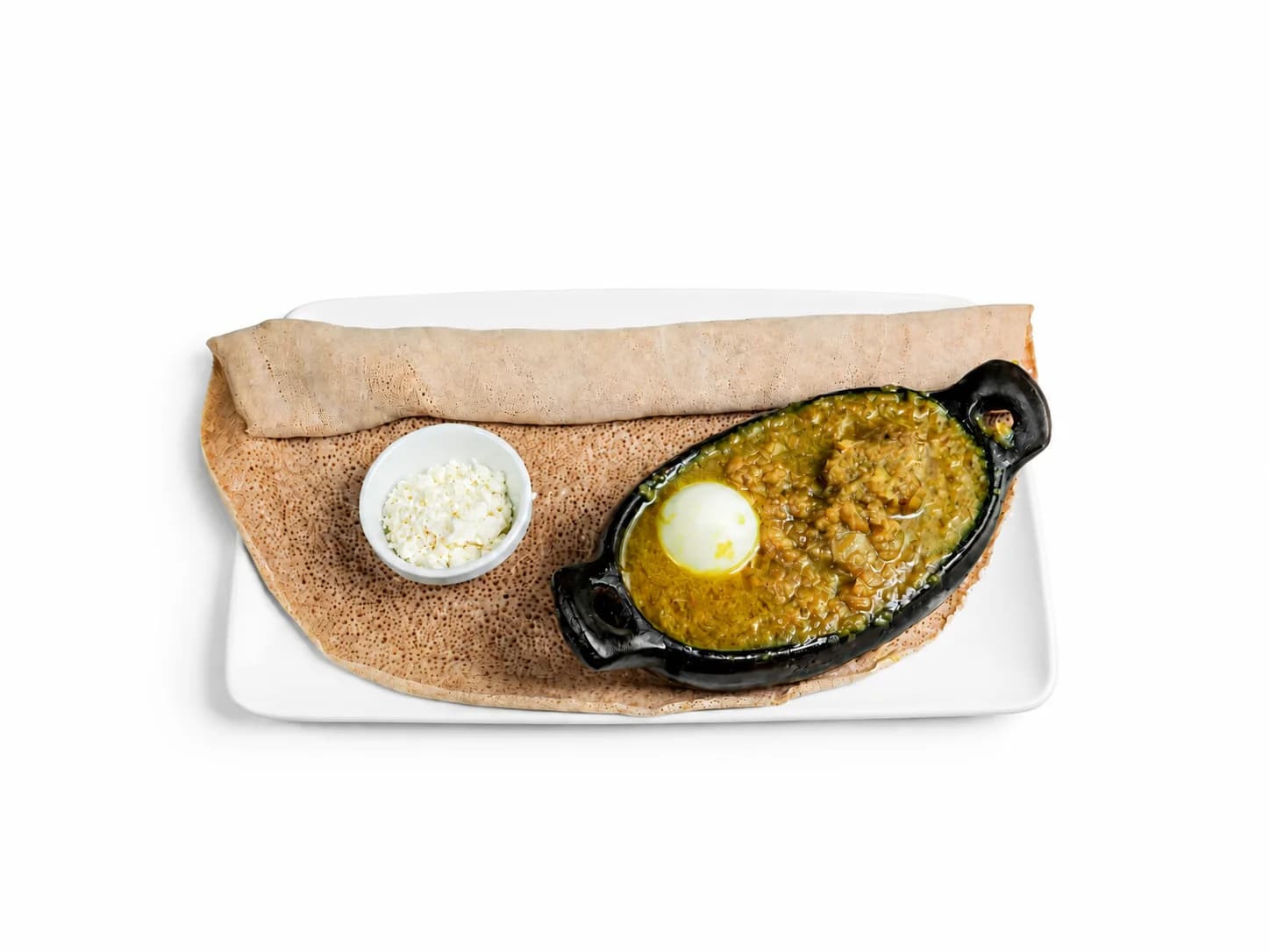 Mild Doro Wot Alicha with egg, ayib and injera